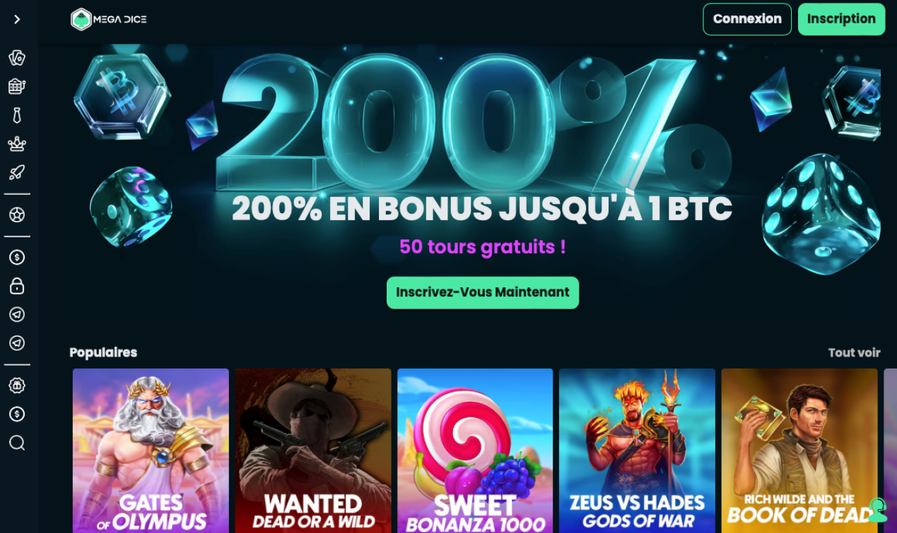 Mega Dice, jeux en ligne et en direct