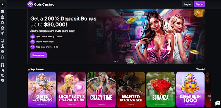 Home page of CoinCasino - rated as the best metaverse casino site alternative