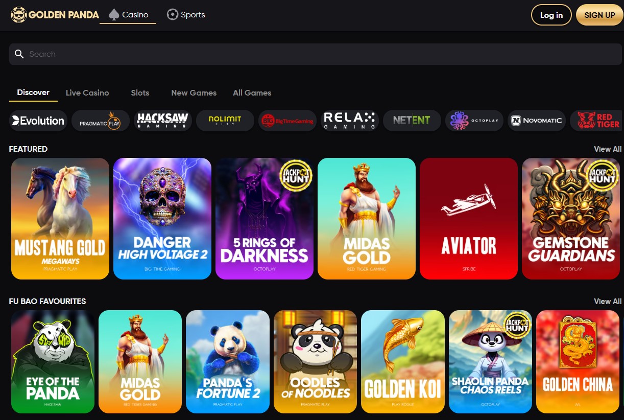 Golden Panda casino page
