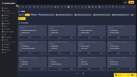 Instant Casino MMA Betting Page
