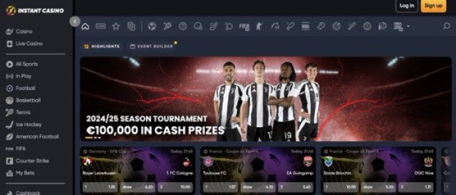 Instant casino spordiennustus