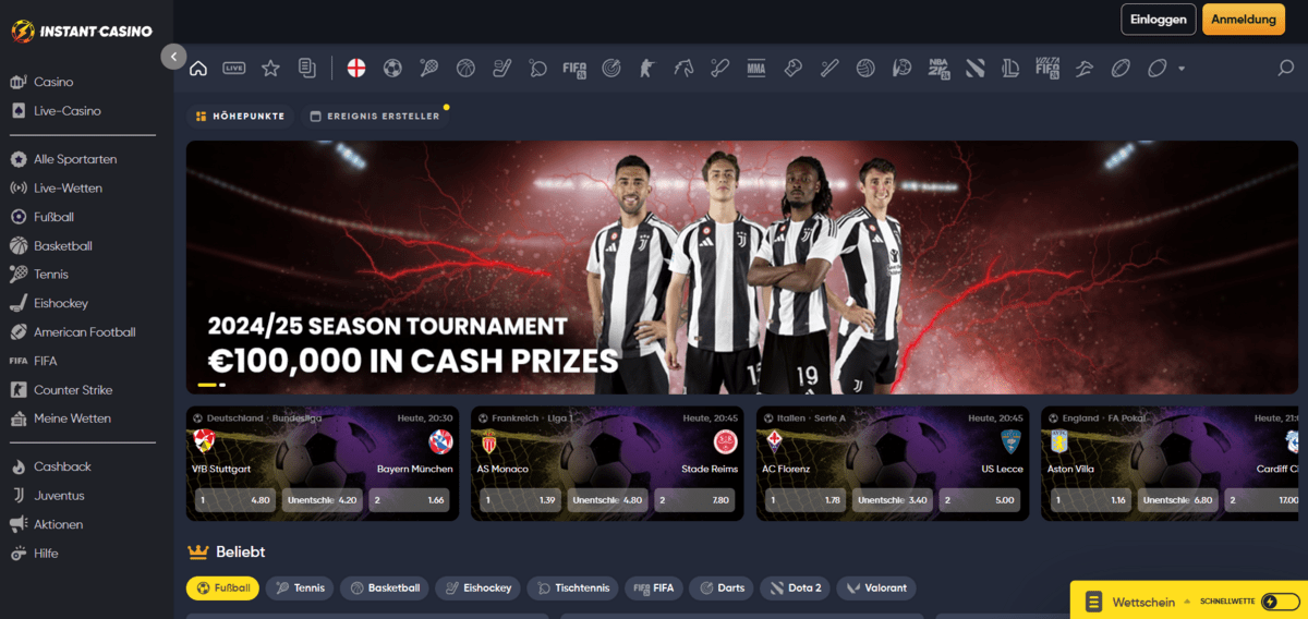 Instant Sports Homepage