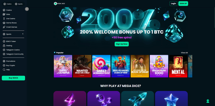 megadice welcome bonus and games