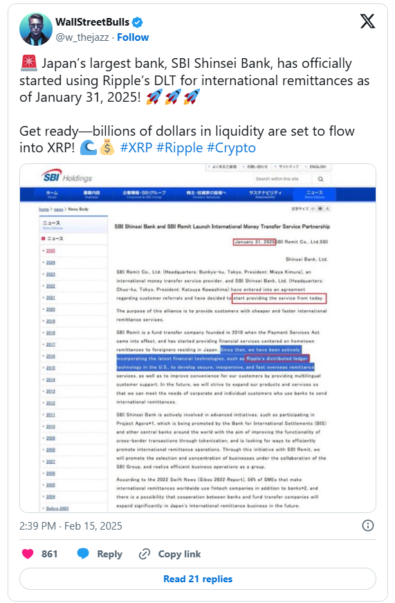 Noticias de Ripple en un banco japonés