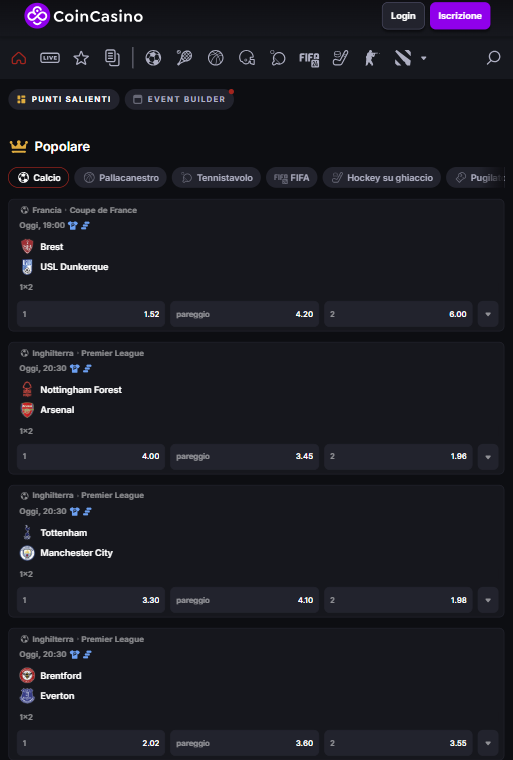Scommesse Crypto - Coincasino