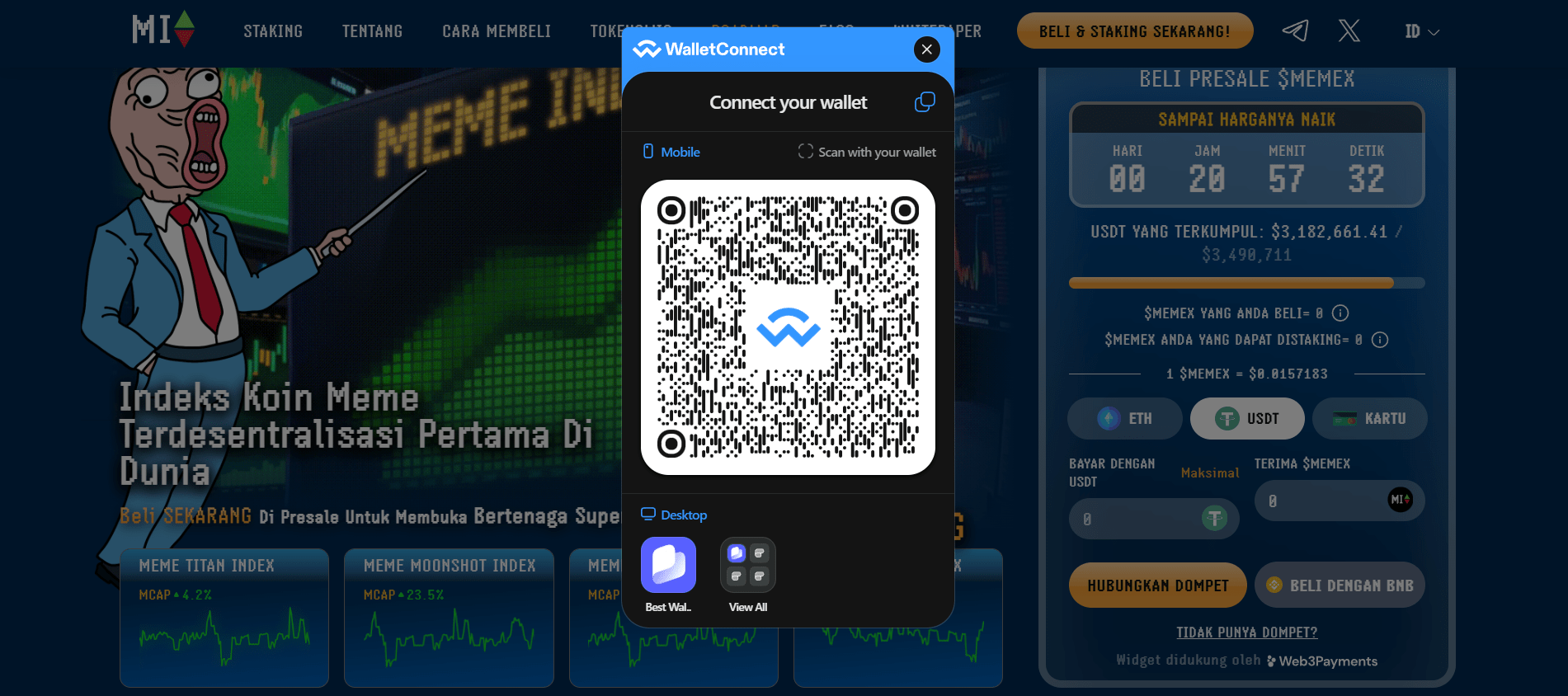 Hubungkan Dompet - Prediksi Harga Meme Index