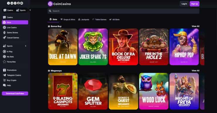 CoinCasino's innovative selection of slots