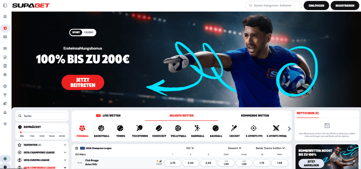 Supabet Sport Homepage