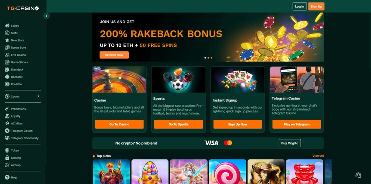 tg casino rakeback bonus and games