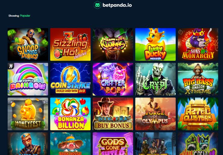 screenshot of betpanda casino game lobby 