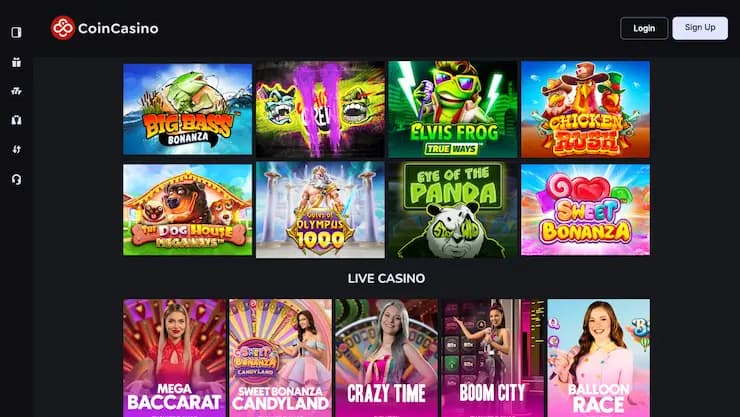 CoinCasino homepage screenshot