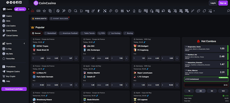 coincasino sports betting market