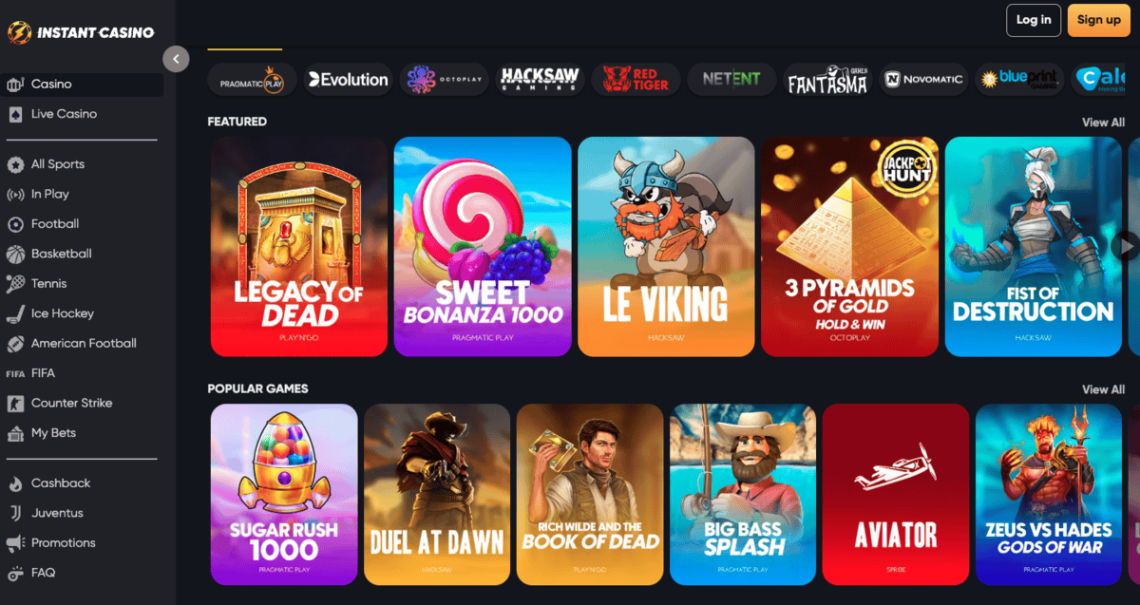 instant casino kaszinojatekok