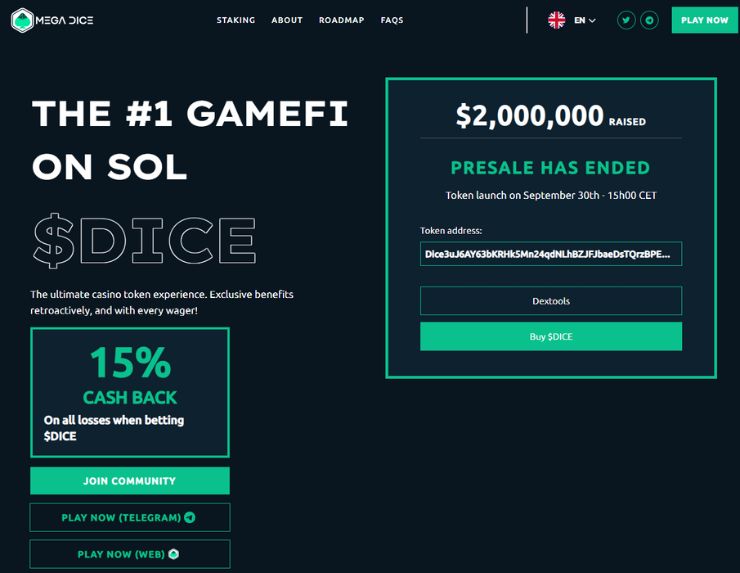 mega dice token and rewards