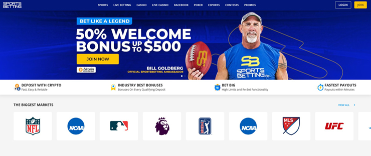 sportsbetting ag welcome bonus and sports bettting markets