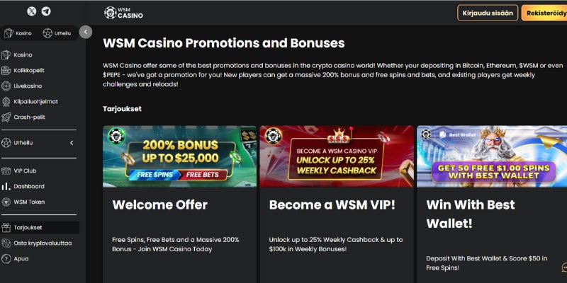 WSM Casinon bonukset