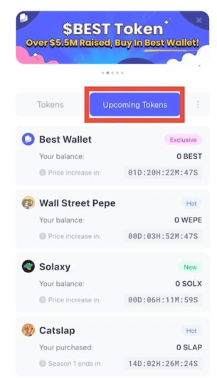 Best WalletのUpcoming Tokens