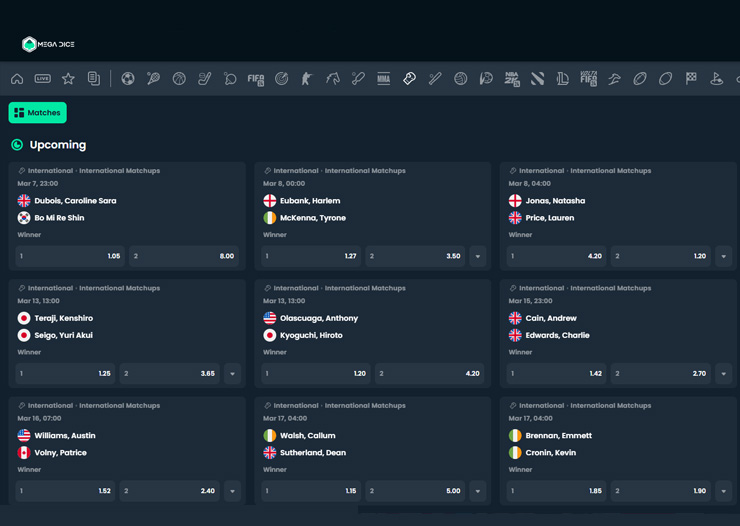 mega dice boxing betting market