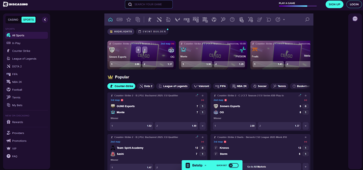 discasino sports betting market