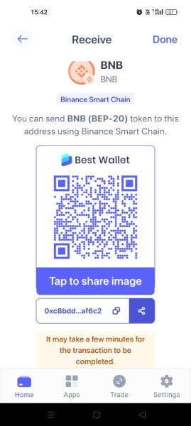 A public wallet address on Best Wallet