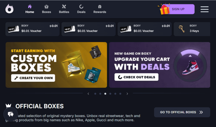 Boxy home page