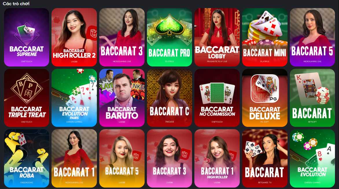 Các biến thể Baccarat trực tuyến phổ biến nhất
