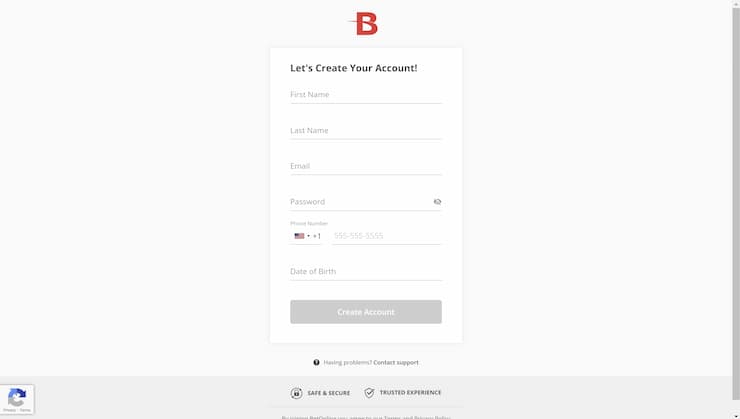 betonline signup - create your account