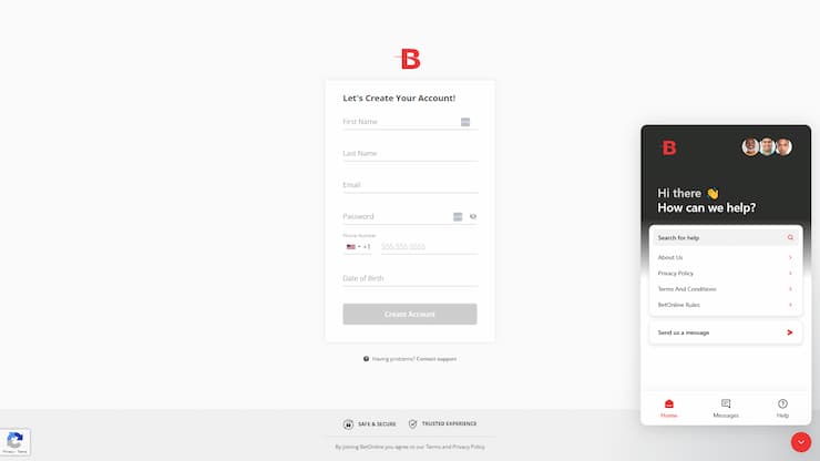 BetOnline Sign Up and Live Chat Features