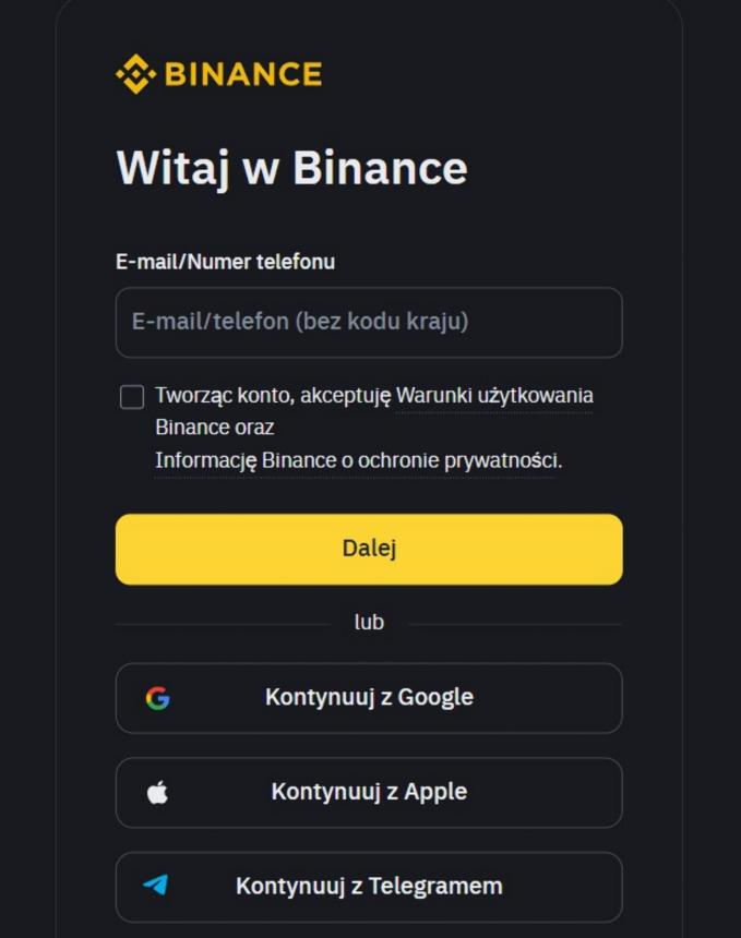 Binance rejestracja - strona główna
