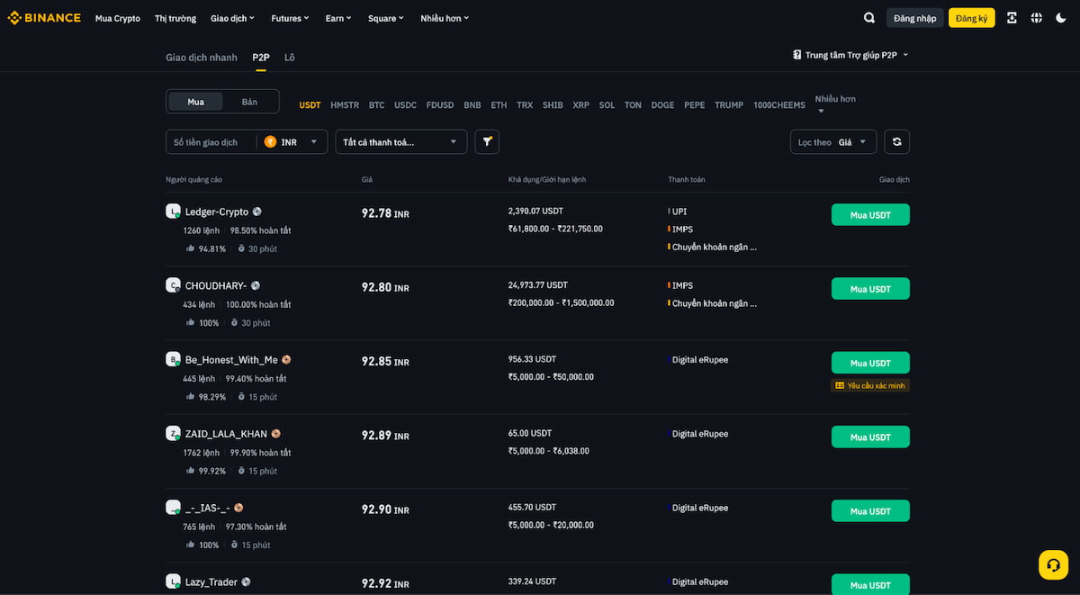 Binance – Sàn giao dịch P2P