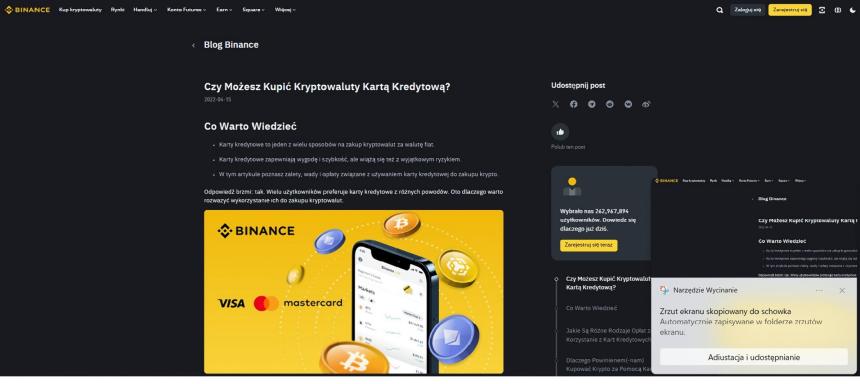 Binance wybór krypto