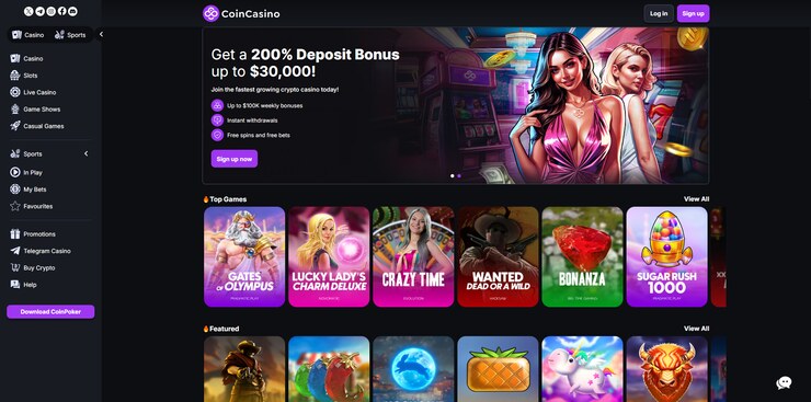CoinCasino deposit bonus and games