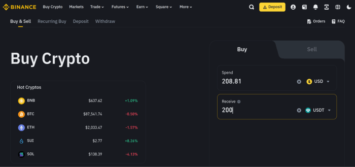 How to onramp on Binance