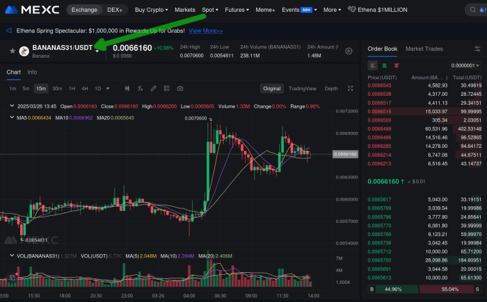 How to trade BANANAS31 on MEXC