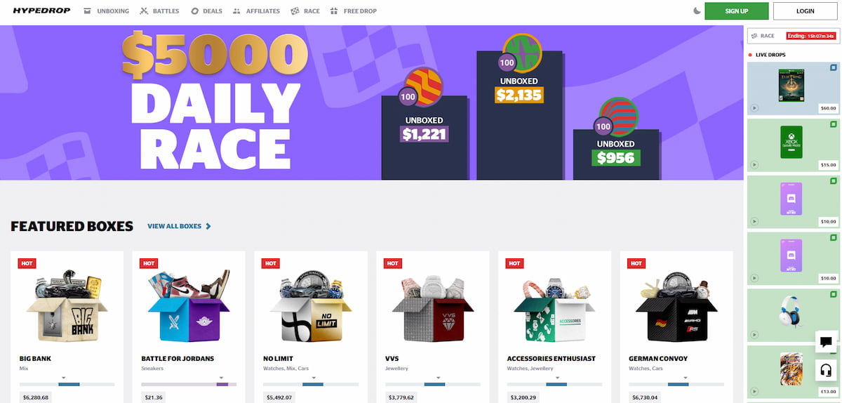 Hypedrop – Участвайте в ежедневна надпревара за $5,000 с редовни награди