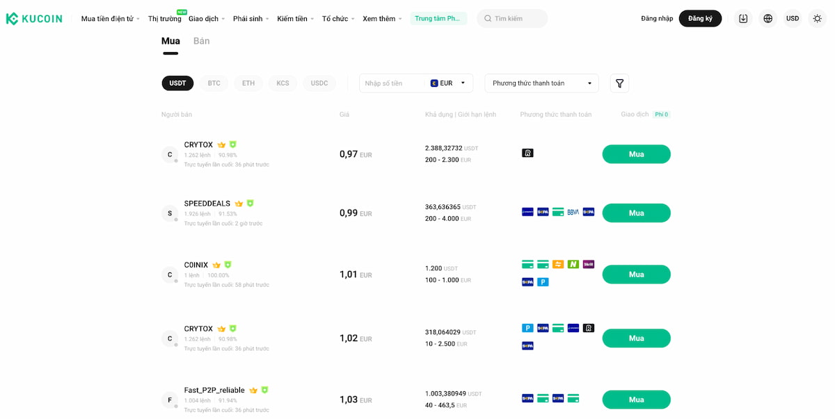 KuCoin – Sàn giao dịch P2P