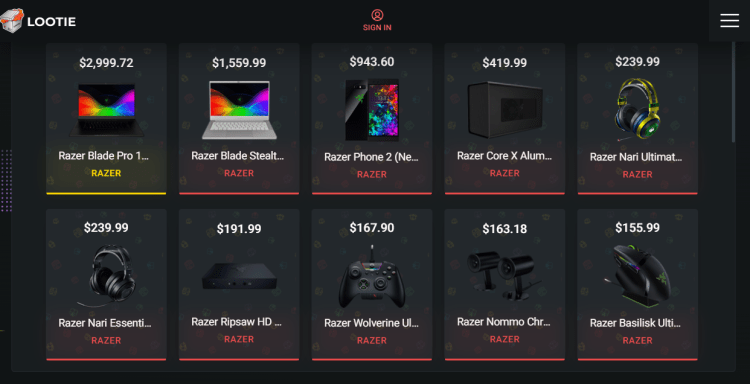 Lootie home page - mystery box