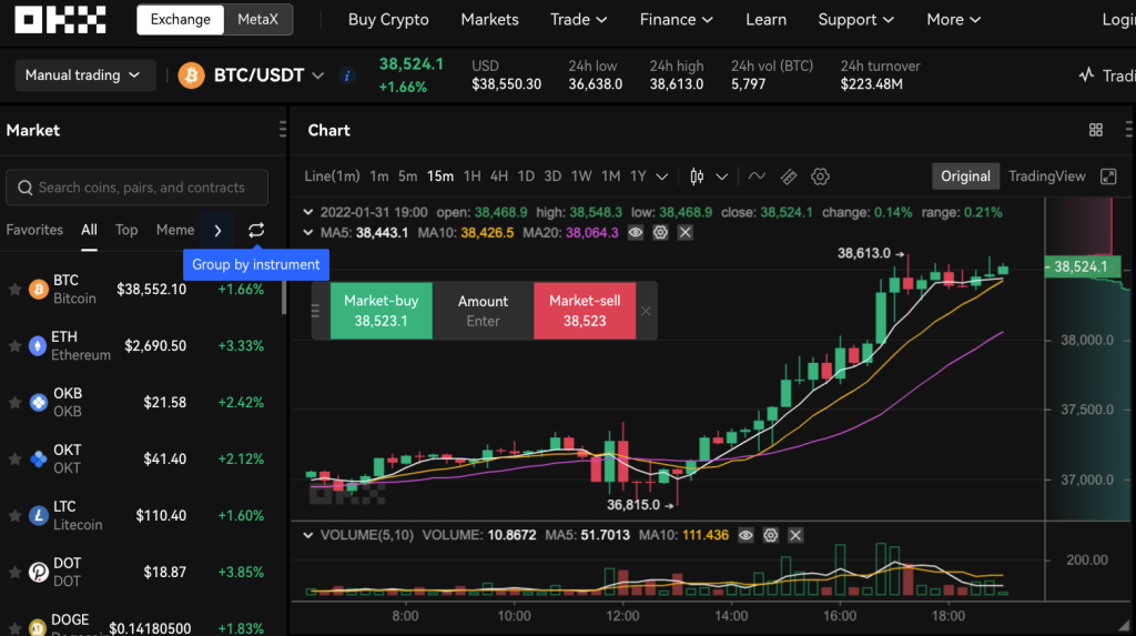 OKX - melhores corretoras P2P de criptomoedas