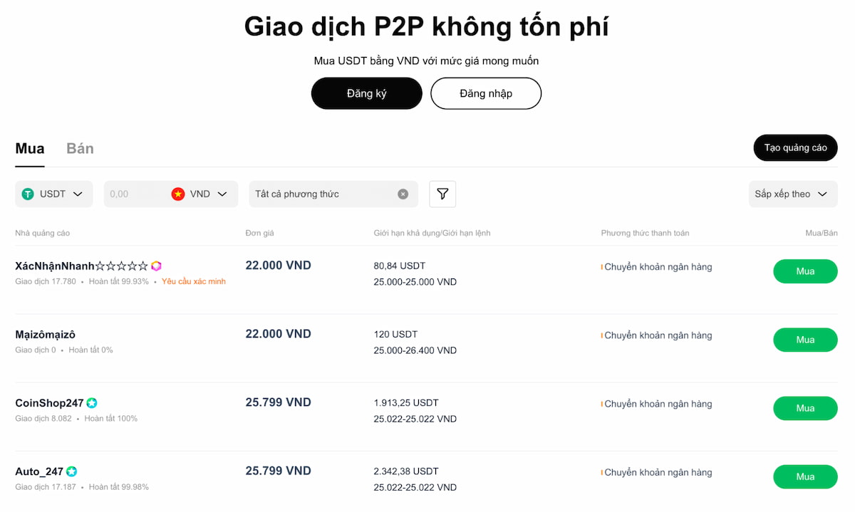 OKX – Top sàn giao dịch P2P tiền điện tử