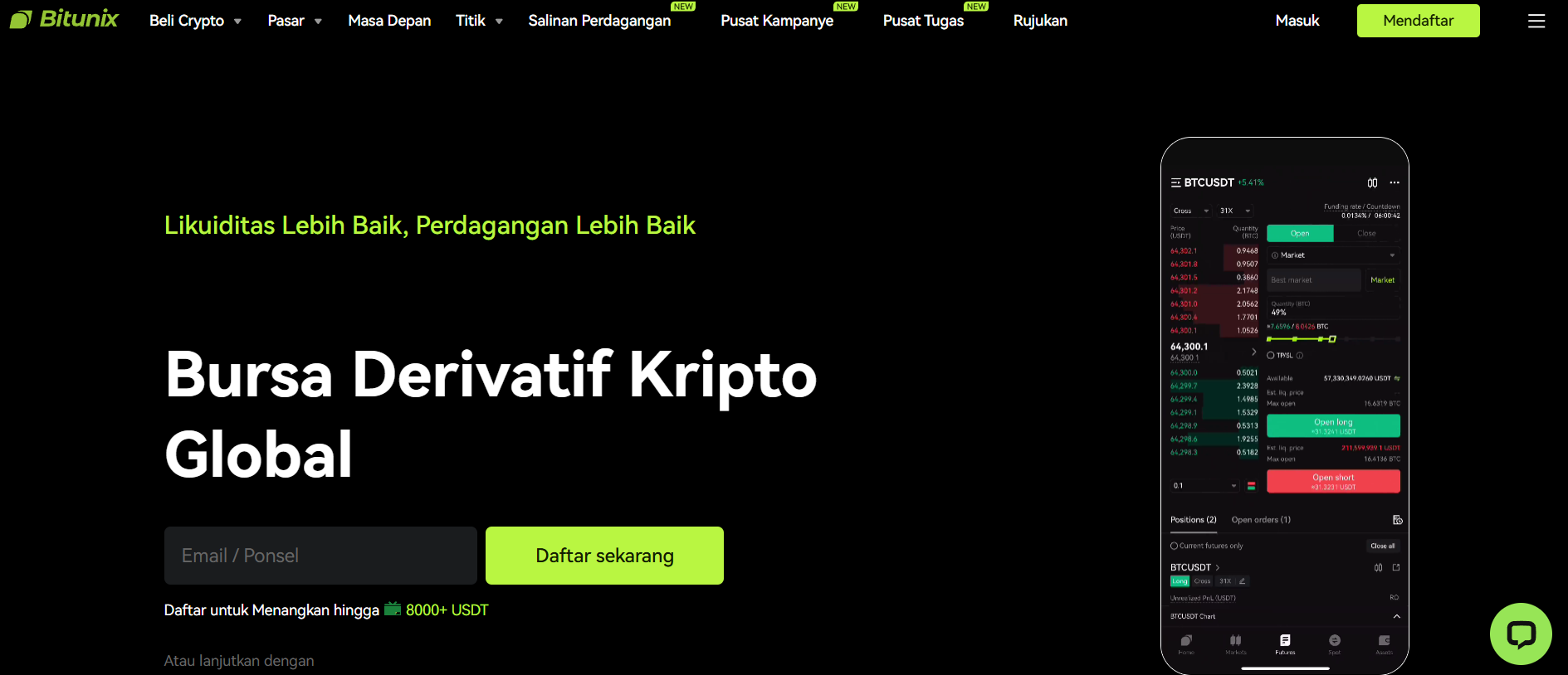 Bitunix - Crypto Exchange Tanpa KYC Terbaik