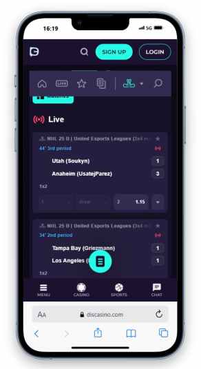 DisCasino's ice hockey betting page.