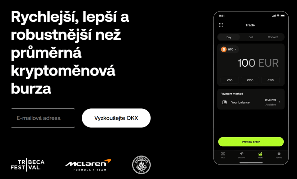 Oficiální webová stránka OKX.