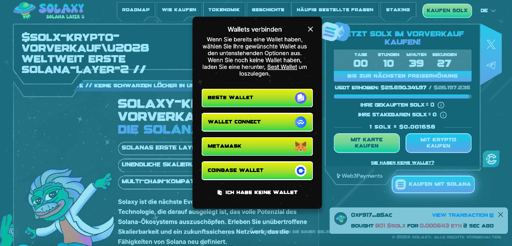 Solaxy Wallet verbinden