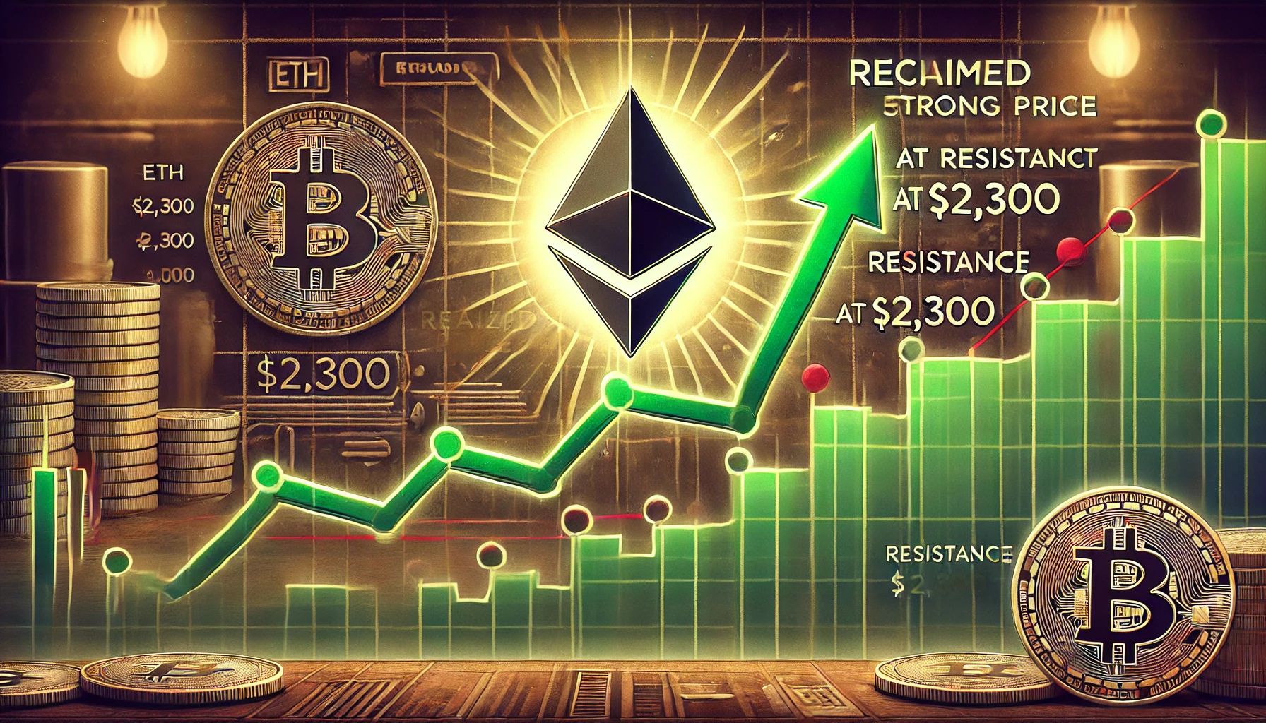 이더 리움 회수 실현 가격 - 황소는 2,300 달러에 강한 저항에 직면합니다.