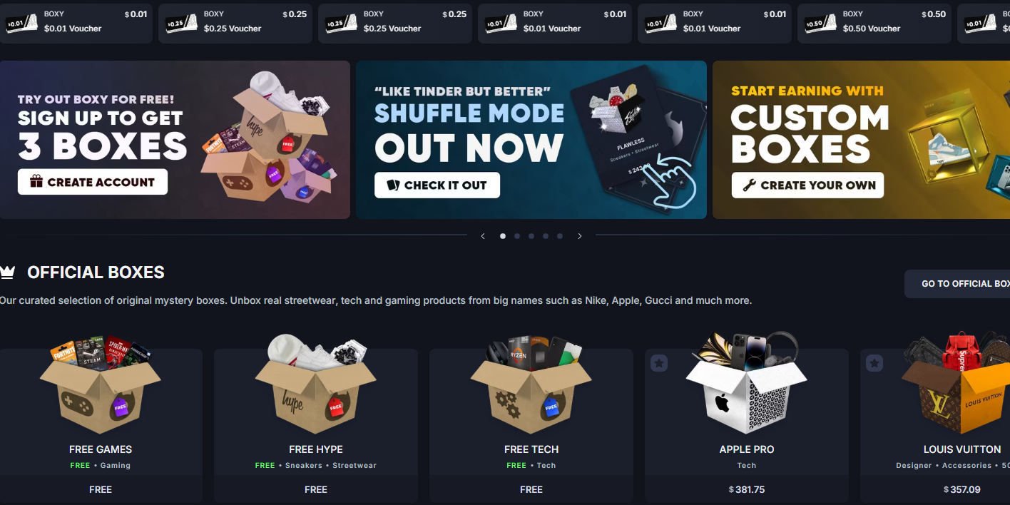 free mystery box boxy.gg - top winacties