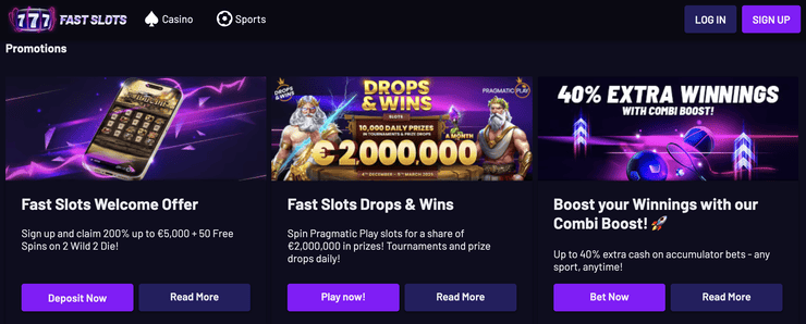 Fast Slots - Иновативно казино с разнообразна селекция от слотове и игри на маса