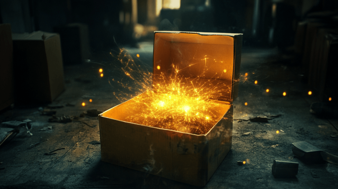 金色に光るボックス