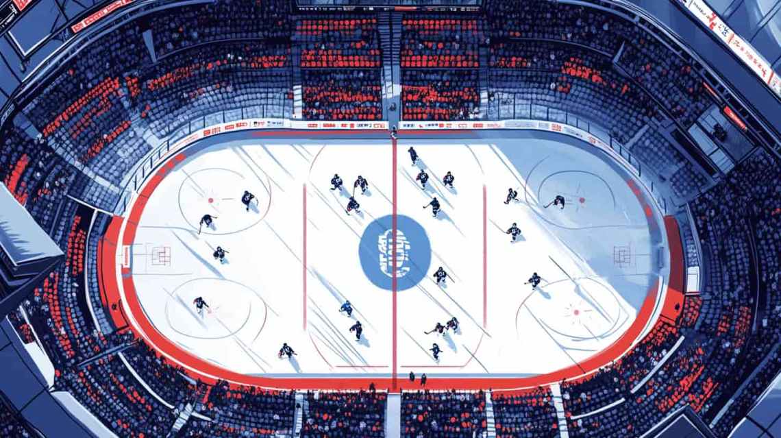 An illustration of an ice hockey rink.