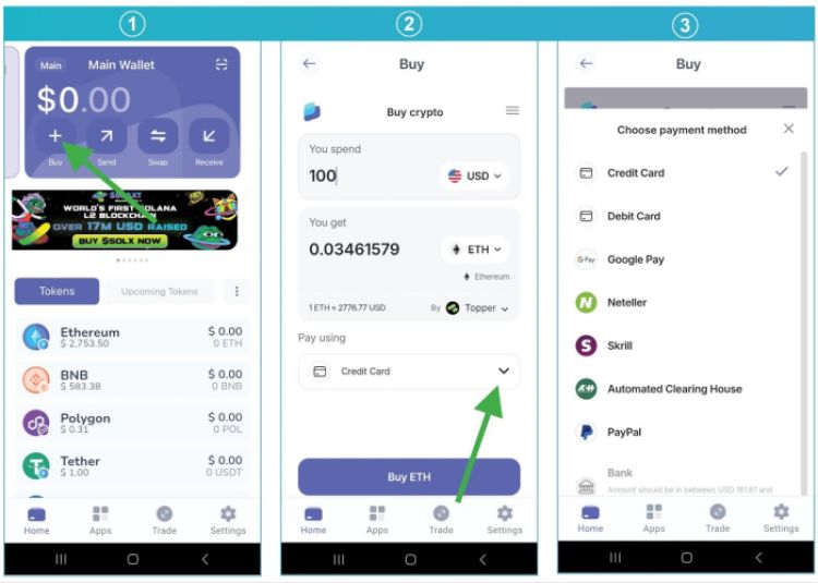 How to top up your crypto wallet