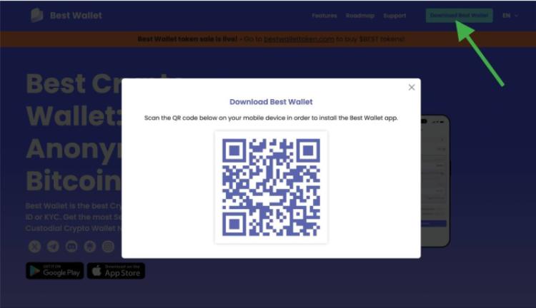 Scan the QR code to download the Best Wallet app